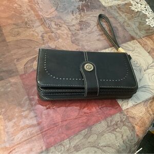 Black Leather Wristlet Wallet